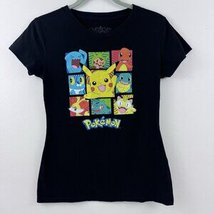 Women’s Girls Junior Black Pokémon Character Tshirt Tee Size Medium Pikachu